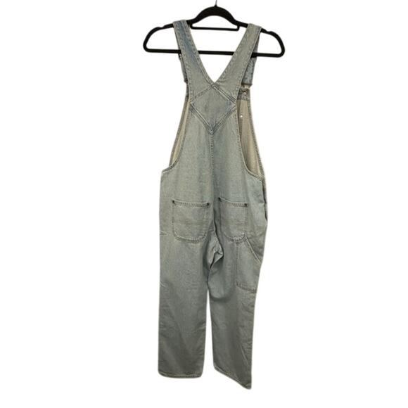 Old Navy Womens Overalls Size 8 Petite Light Wash Straight Leg Carpenter NEW - Picture 1 of 14